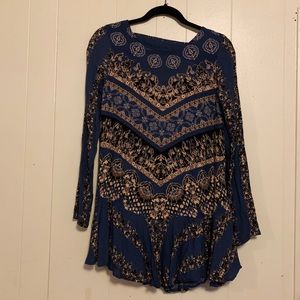 Free People Vintage Paisley Blue Dress